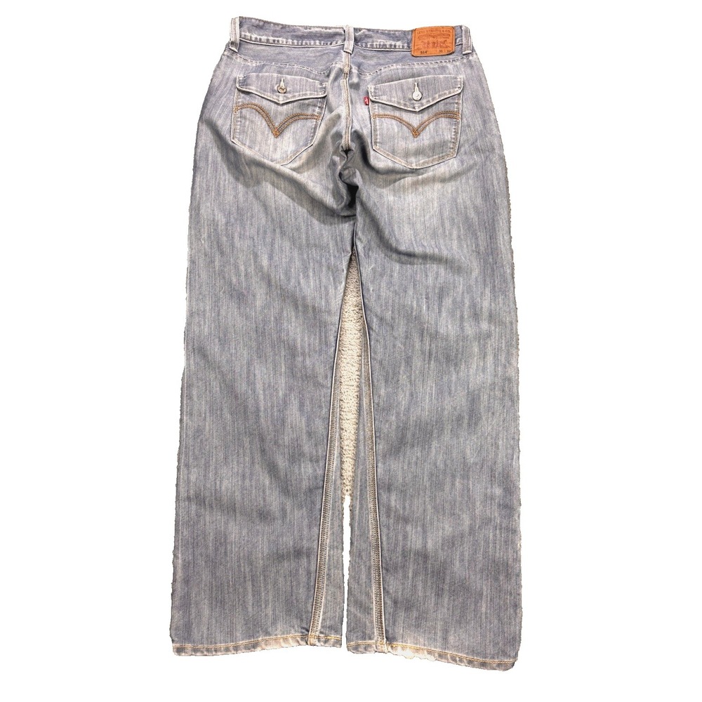 Levis 514 Jeans Men 36x32 Lt Blue Flap Pocket Triple Stitch Whiskered Denim Rare